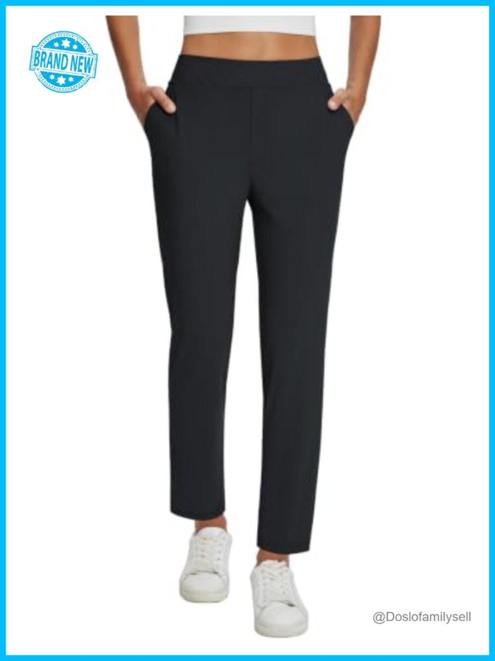 Womens Stretch Business Casual Travel Pants Zipper Pockets Pull On Slacks Golf